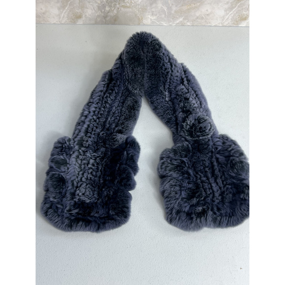 100% Rabbit Fur Scarf Shawl Collar Wrap Wave Edge Neck Warmer - Picture 2 of 11